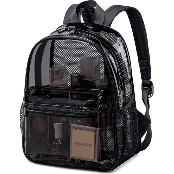 New Beautiful Dark Black Clear Small Backpack for Girls, Women's (12x12x6) - Picture 1 of 8